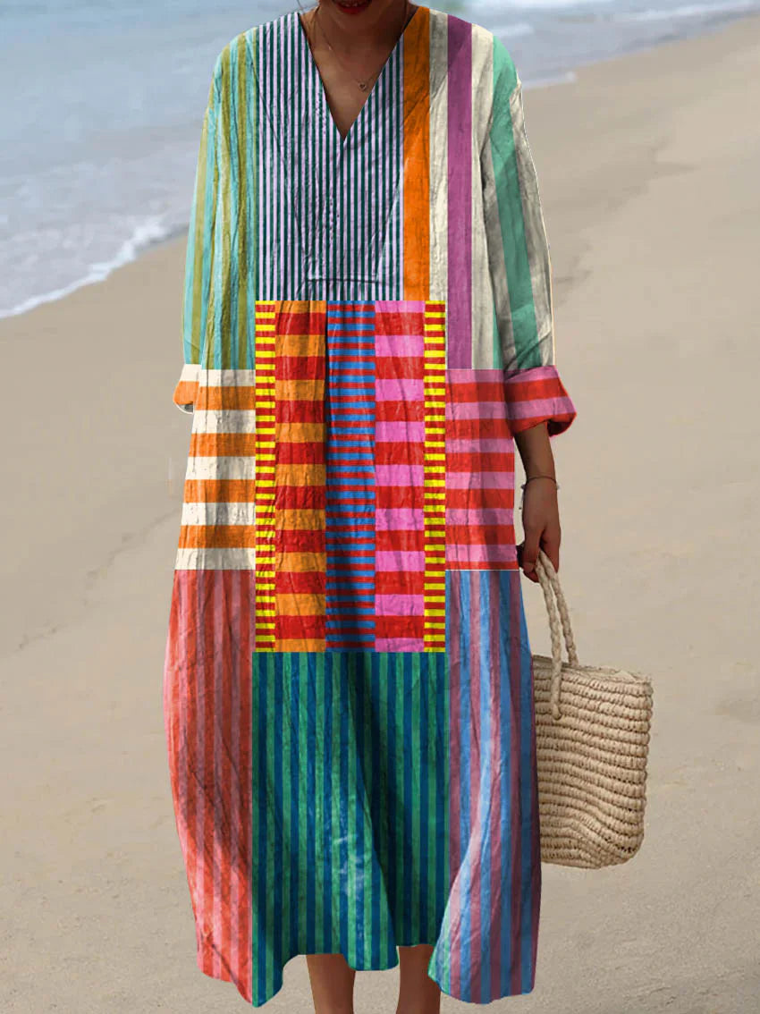 ELARA™ | MAXI ΦΟΡΕΜΑ PATCHWORK ΠΟΛΥΧΡΩΜΟ