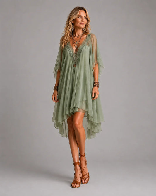 Κολίν™ | Aέρινο Mini Φόρεμα με Πολύστρωτη Boho Σιλουέτα