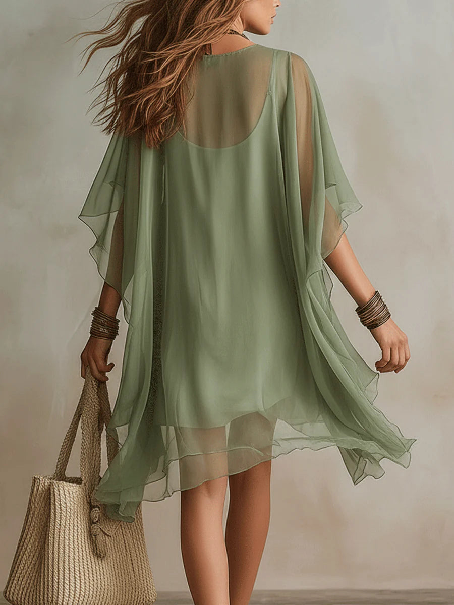 Κολίν™ | Aέρινο Mini Φόρεμα με Πολύστρωτη Boho Σιλουέτα