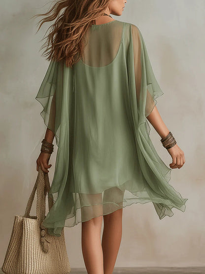 Κολίν™ | Aέρινο Mini Φόρεμα με Πολύστρωτη Boho Σιλουέτα
