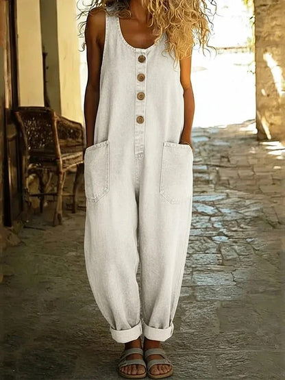 Valentina - Salopette en denim de coton lavé vintage