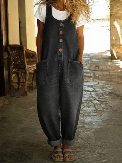 Valentina - Salopette en denim de coton lavé vintage